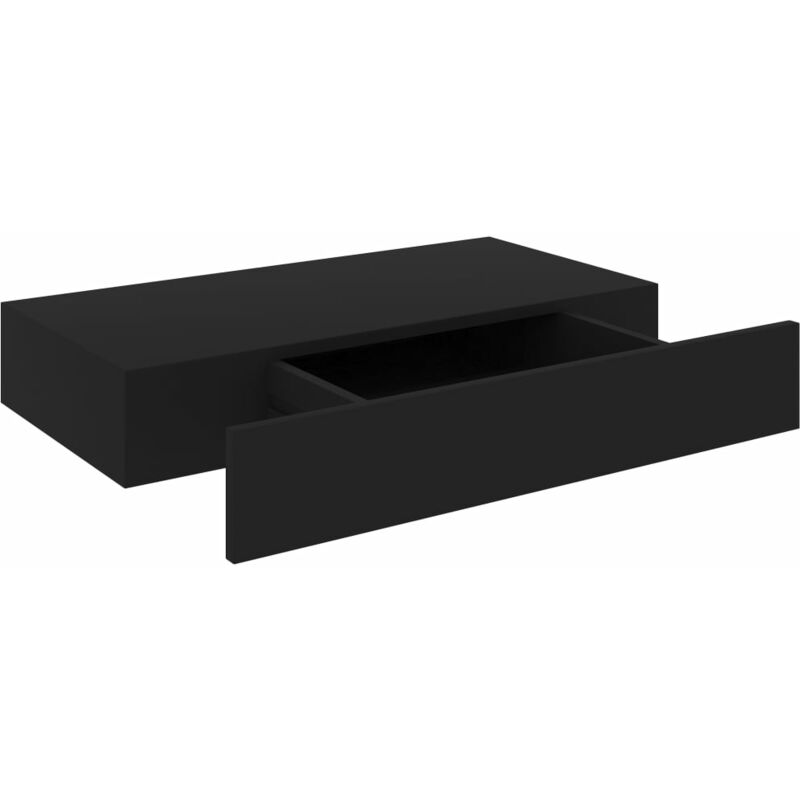 Estante de pared flotante con cajón vidaXL negro 48x25x8 cm