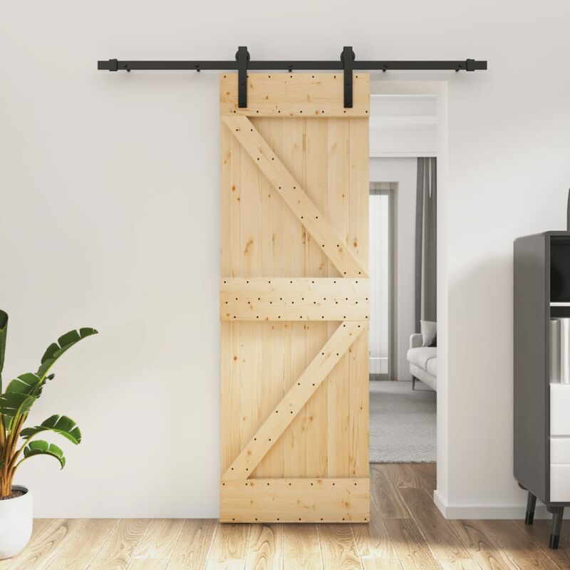 Puerta corredera con herrajes madera maciza de pino 70x210 cm vidaXL