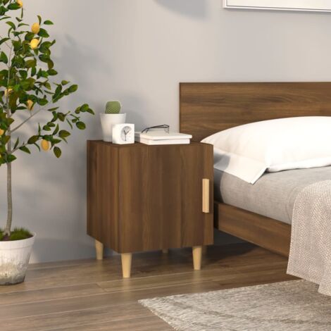 Mesita de Noche Mesa de Centro con Cajón y Organizador Abierto, con Patas  de Madera, Mesa para Cama Café Dormitorio 40x33,5x50cm