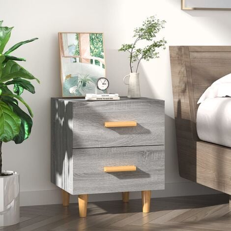 Mesita de Noche Mesa de Centro con Cajón y Organizador Abierto, con Patas  de Madera, Mesa para Cama Café Dormitorio 40x33,5x50cm