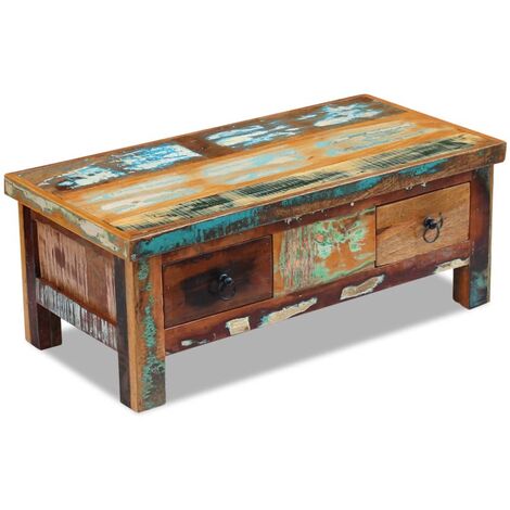 Mesa De Centro De Madera De Mango Maciza 80x80x40 Cm