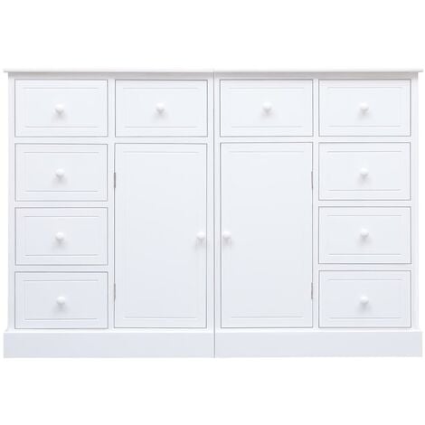 Aparador Moderno Aparador de Salón Cómoda con 3 cajones OSLO madera maciza  blanco 77x40x79,5 cm