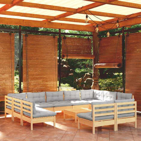Juego de 6 piezas para patio con cojines, madera de pino maciza, muebles de  balcón, muebles de exterior, muebles de terraza, juego de muebles de patio