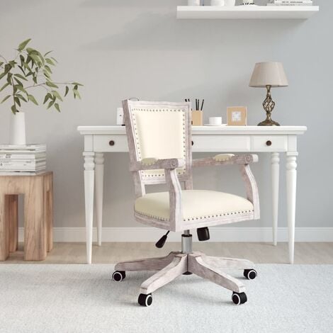 Silla de escritorio Diva ergonómica beige y blanca con tapizado de