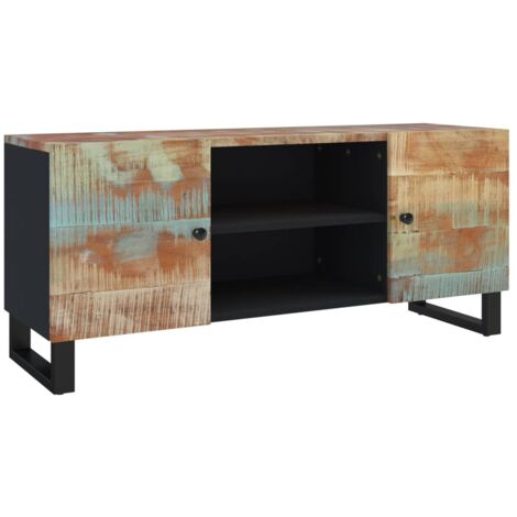 Mueble TV salón Mesa de TV Mueble de televisión madera maciza reciclada  105x33x46 cm ES60569A