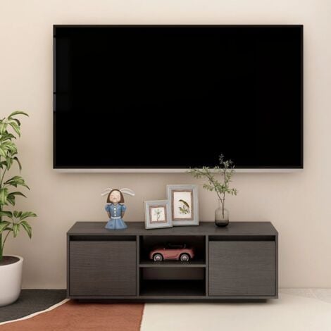 Mueble TV negro 156x40x40 cm Madera maciza de pino