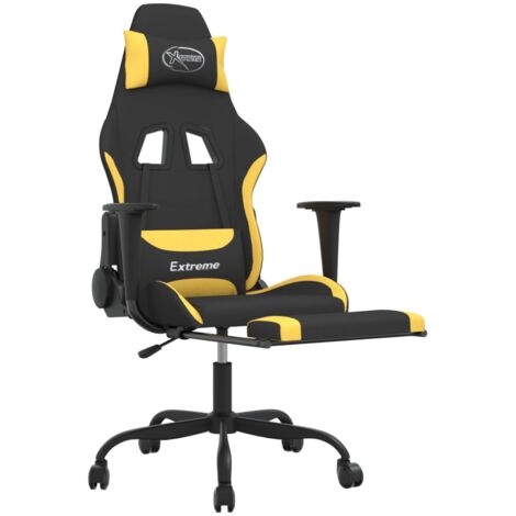 Silla Gaming de masaje ergonómica Silla de oficina con reposapiés tela  negro y blanco ES43436A