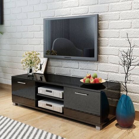 Mueble TV Aparador para TV Mueble de televisión alto brillo negro  120x40,3x34,7 cm ES76242A