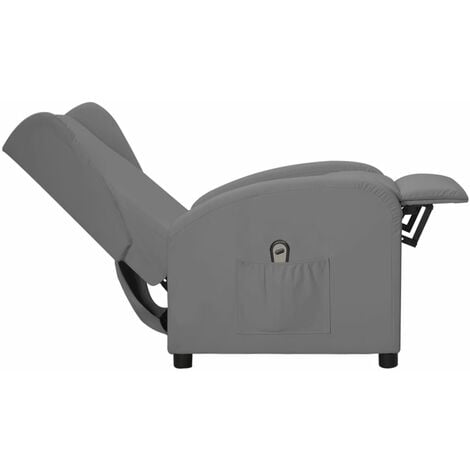 Sillón Relax Sillón orejero reclinable Sillón para salón eléctrico cuero  sintético gris ES40942A