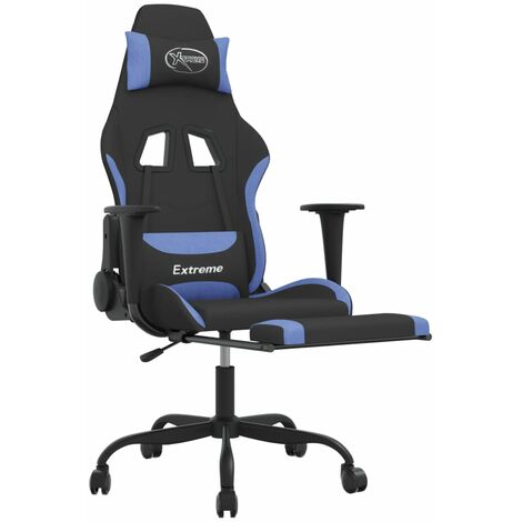 Silla Gaming de masaje ergonómica Silla de oficina con reposapiés tela  negro y azul ES14018A