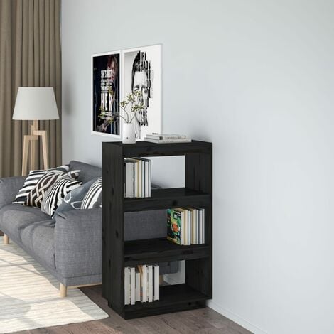 Estantería para Libros Librería Divisor de espacios madera pino negro  60x35x103 cm ES69680A