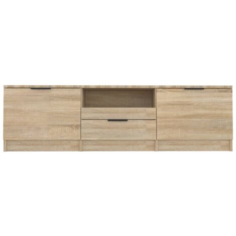 Mueble TV salón Mesa de TV  Mueble de televisión  madera contrachapada roble Sonoma 140x35x40 cm ES84572A
