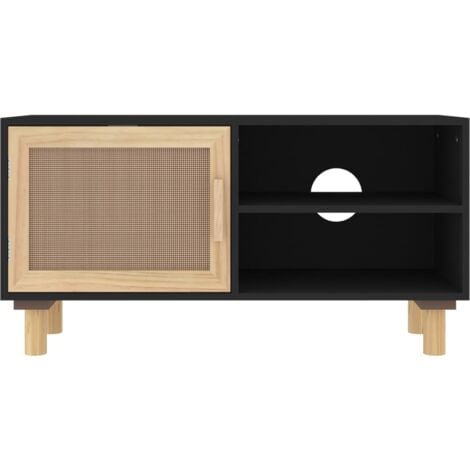 Mueble TV de ratán para televisor de 80 pulgadas, aparador bajo, (roble  natural)