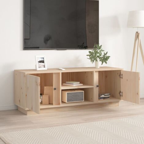 Mueble TV salón Mesa de TV Mueble de televisión de madera maciza de pino  110x35x40,5