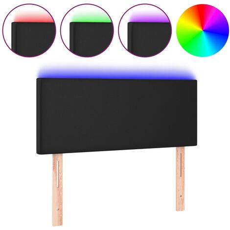 Cabecero con luces LED  Cabecero de Cama para dormitorio  estilo moderno  cuero sintético negro 80x5x78/88 cm ES46521A