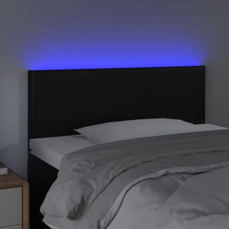 Cabecero con luces LED  Cabecero de Cama para dormitorio  estilo moderno  cuero sintético negro 80x5x78/88 cm ES46521A