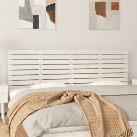 Cabecero de cama de pared para dormitorio estilo moderno madera maciza pino  blanco 166x3x60 cm ES96113A