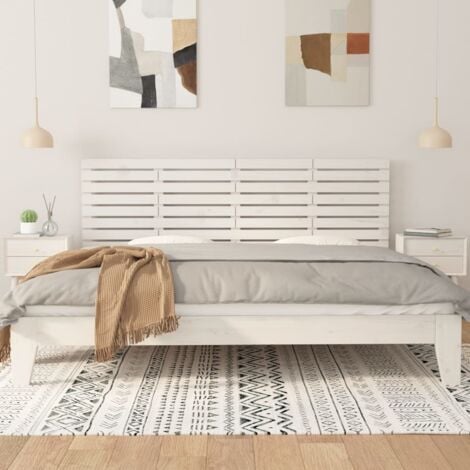Cabecero de cama de pared para dormitorio estilo moderno madera maciza pino  blanco 166x3x60 cm ES96113A