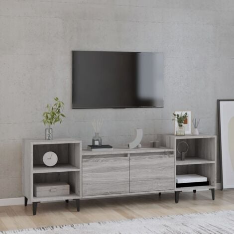 Mesa TV Salon,Mueble para TV madera contrachapada gris Sonoma