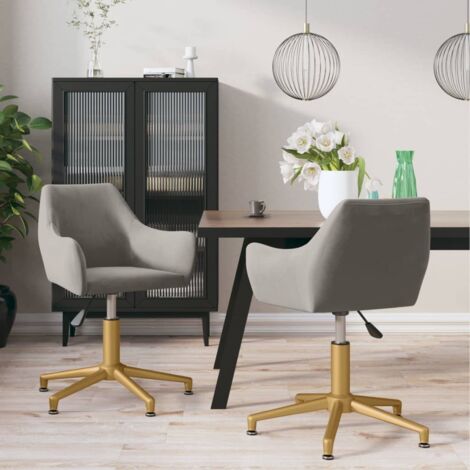 Juego De 2 Sillas De Comedor Giratorias, Sillas De Salón De Tela Sherpa Con Reposabrazos Estilo Moderno Gris