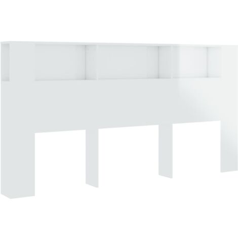 Cabecero de cama para dormitorio  Mueble cabecero estilo moderno  blanco brillante 200x18,5x104,5 cm ES63843A