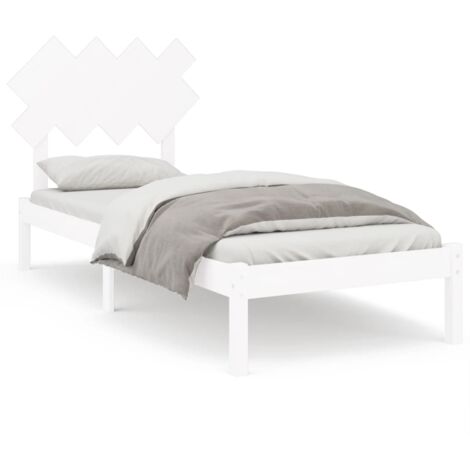 Cama individual Moderno Estructura de Cama para adulto madera maciza blanca  90x190 cm ES74253A