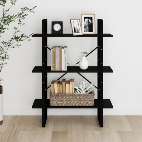 Estantería negra de 5 niveles, 100x30 cm, madera de pino, estantes,  muebles, estantes para libros - AliExpress