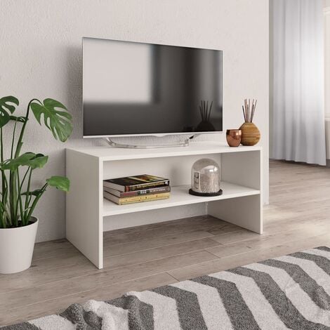 Mueble TV salón Mesa de TV Mueble de televisión madera contrachapada blanco  80x40x40 cm ES72394A