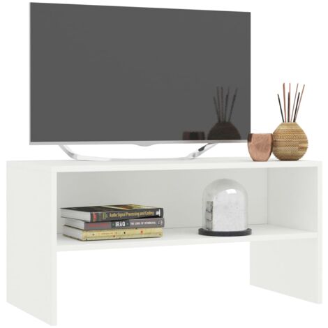 Mueble TV salón Mesa de TV Mueble de televisión madera contrachapada blanco  80x40x40 cm ES72394A