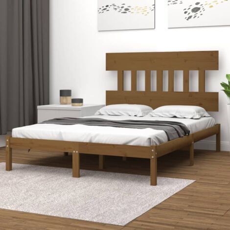 Estructura de cama de madera maciza marrón miel 180x200 cm