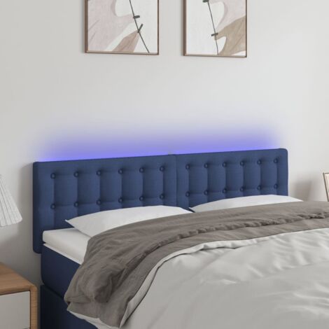 Maisonchic Cabecero con Led Cabecero de cama para dormitorio estilo moderno de tela Azul 144x5x78/88 cm ES99329A