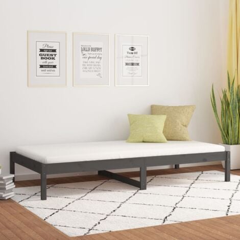 Sofá cama extensible de madera tamaño twin con 2 cajones de almacenamiento  gris