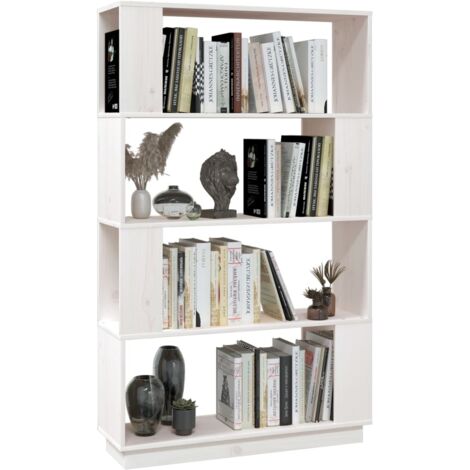 Estantería para Libros Librería Divisor de espacios madera pino blanco  40x35x135 cm ES15326A
