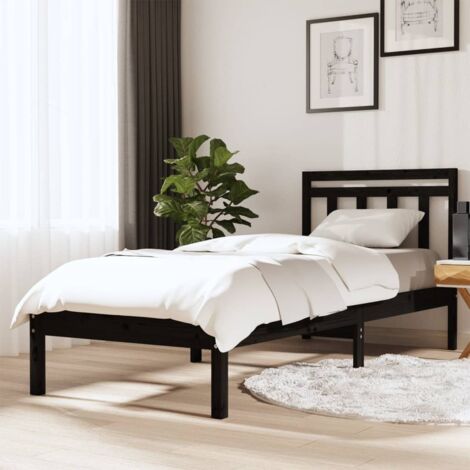 Estructura de cama individual madera maciza blanco 90x190 cm