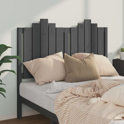 Cabecero de cama para dormitorio estilo moderno madera maciza de pino gris 126x4x110 cm ES23080A