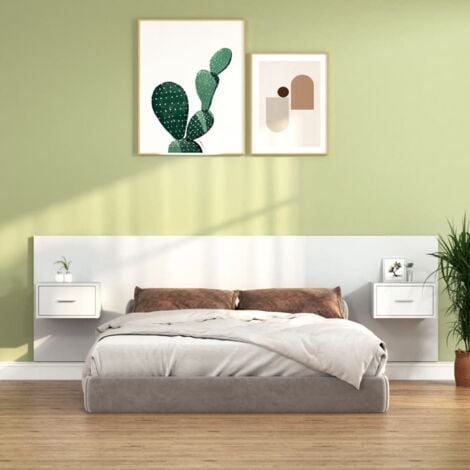 Cabecero de cama para dormitorio estilo moderno y mesitas madera