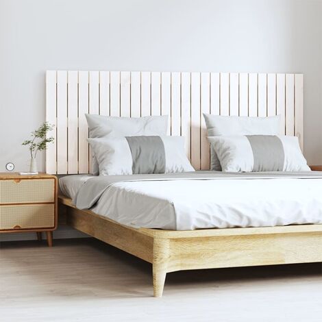 Cabecero de cama de pared para dormitorio estilo moderno madera maciza pino  blanco 166x3x60 cm ES96113A