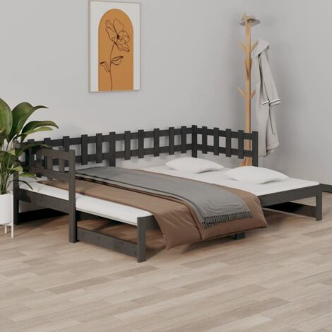 Sofá cama extensible con dos cajones de almacenamiento, cama plegable de  madera maciza, tamaño individual/king, tamaño individual (madera blanca-9)
