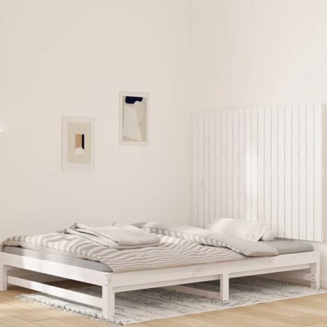 Cabecero de cama para dormitorio estilo moderno pared madera maciza pino  blanco 159,5x3x90 cm ES49219A