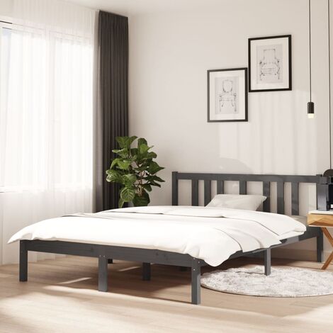 Maison Exclusive Estructura de cama doble de madera maciza blanco 135x190  cm