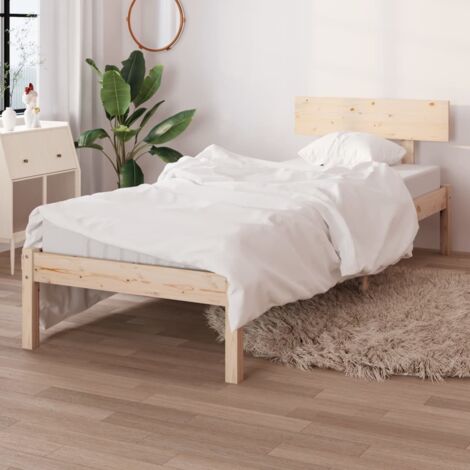 Litera Moderno Cama para adulto de madera maciza de pino marrón