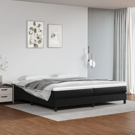 Cama box spring con colchón tela negro 200x200 cm