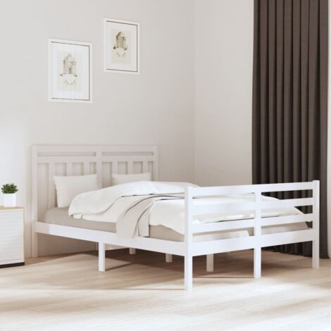 Maison Exclusive Estructura de cama doble pequeña madera maciza blanca  120x190cm