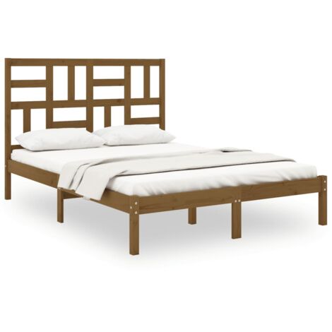 Maison Exclusive Estructura cama madera de pino doble marrón miel 135x190  cm