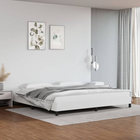 vidaXL Estructura cama con LED cuero sintético blanco negro 160x200 cm