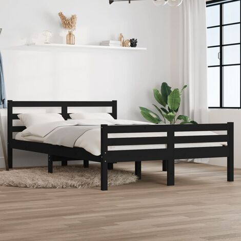 MAISON EXCLUSIVE Estructura de cama individual madera maciza negra