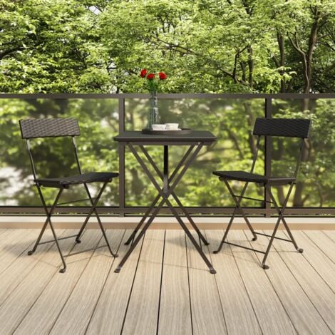 Conjunto mesa y sillas terraza plegable ratán