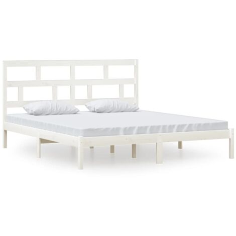 Cama Moderno Estructura de Cama para adulto de madera maciza blanca 160x200  cm ES91425A