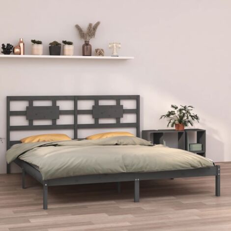 Estructura De Cama De Madera Maciza De Pino Gris 160x200 Cm