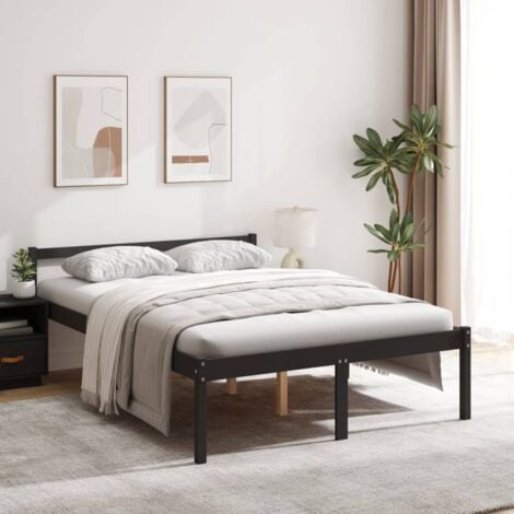Maison Exclusive Estructura de cama con cajones doble negro 135x190 cm